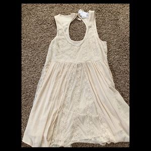 creme laced dress